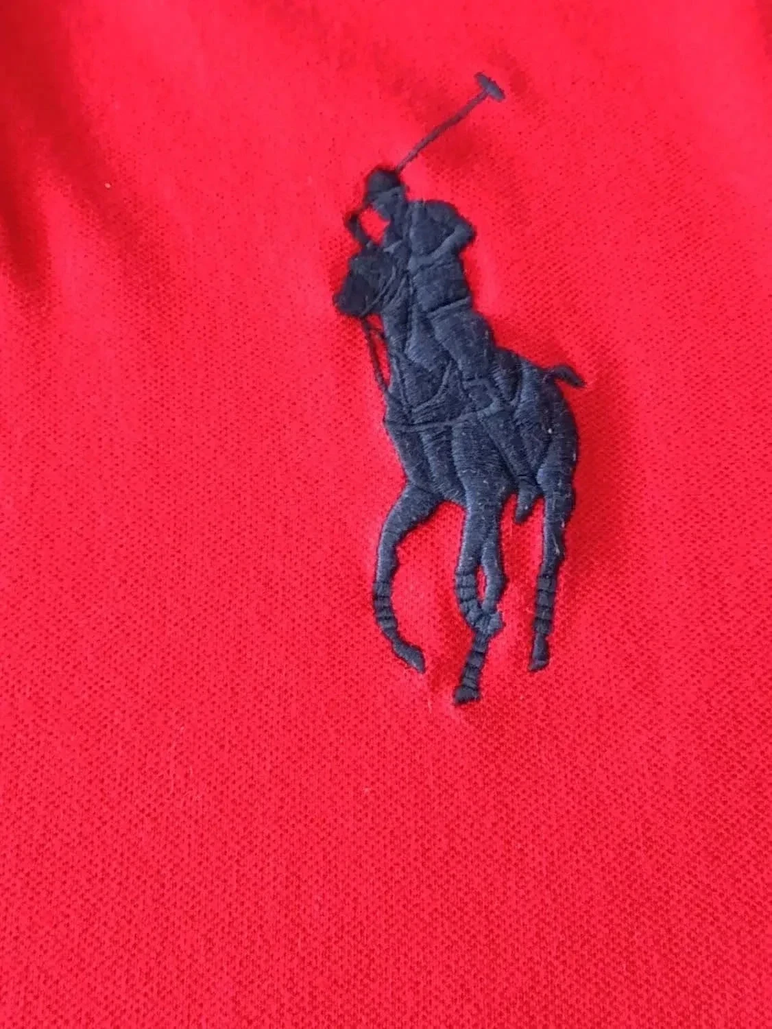 Polo Ralph Lauren Big Pony vermelho Logo azul marinho Tamanho L – photo 3